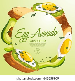 Set of Bruschetta : Delicious Italian appetizer : Vector Illustration