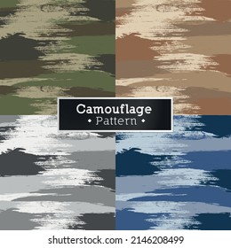 Conjunto de pincel arte Resumen Colores abstractos Patrón de camuflaje del ejército militar