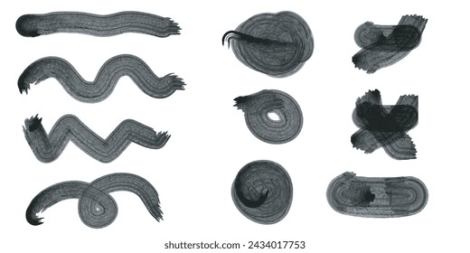 Set of brush black splash isolated on white background