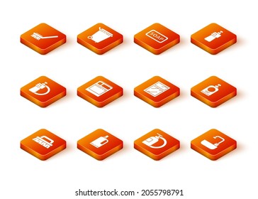 Set Brush para la limpieza, Suavizador de tela, Frasco y plato líquido lavavajillas, Lavadora de cocina, Ventanas de servicio de limpieza, Lavabo con grifo de agua e icono de sangrado manual. Vector