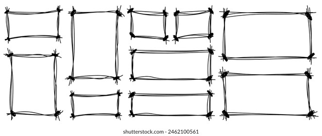 Set of brush frames vector set. Empty abstract photo collection.