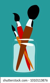 Set Brush in a glass jar