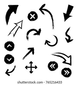 Set of brush handwritten arrows