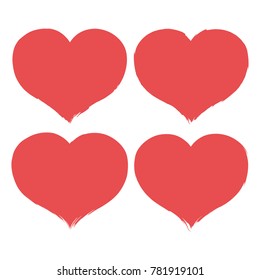 Set of brush heart icon. Handmade drawing label. Vector illustration sing.