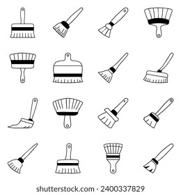 Set of brush icon. Hand drawn doodle vector design.