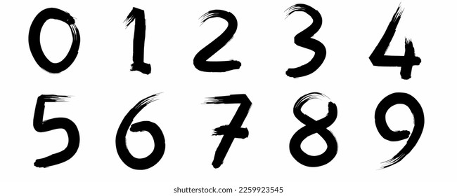 Set of brush numbers isolated on white background