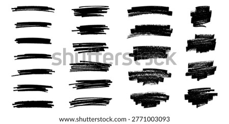 Set of brush paint stroke texture swatch Hand painted background Ink scribble dab clipart Paint smudge for tags and stamps design, beauty fashion poster