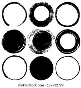 Set of brush stroke circles.