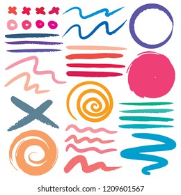 Set of brush stroke, Colorful ink grunge brush strokes. Vector illustration.