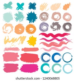 Set of brush stroke, Colorful ink grunge brush strokes. Vector illustration.