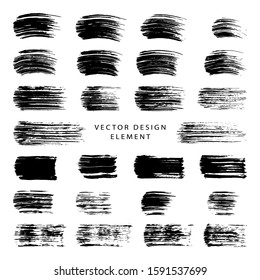 Set of brush stroke isolated on a white background. Hand drawn acrylic smear paint stain design element