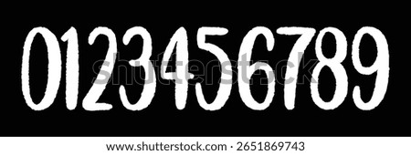 set of brush stroke, marker textured numbers. numbers 1, 2, 3, 4, 5, 6, 7, 8, 9, 0. stylish hand draw brush painted numbers set. bold brush drawn grunge. dirty texture vector. rough brush strokes. 
