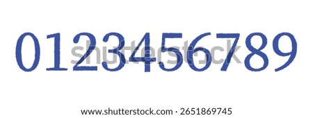 set of brush stroke, marker textured numbers. numbers 1, 2, 3, 4, 5, 6, 7, 8, 9, 0. stylish hand draw brush painted numbers set. bold brush drawn grunge. dirty texture vector. rough brush strokes. 