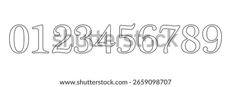 Set of brush stroke, marker textured numbers. numbers 1, 2, 3, 4, 5, 6, 7, 8, 9, 0. stylish hand draw brush painted numbers set. bold brush drawn grunge. dirty texture vector. rough brush strokes.