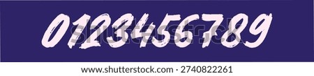 A set of brush stroke number design, beautiful Numbers 1, 2, 3, 4, 5, 6, 7, 8, 9, 0. Stylish hand draw brush painted numbers set. Bold brush drawn grunge. Dirty texture vector. Rough brush strokes.