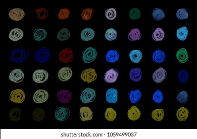 Set brush stroke. Brush, pen, marker, chalk. Vector distressed grunge modern textured brush stroke. Dry brush. Hand drawn vector. set of circles drawn with colorful chalks