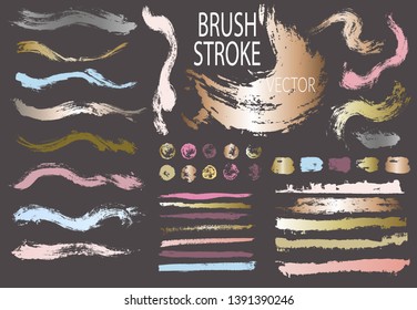 Set brush stroke. Brush, pen, marker, chalk. Vector distressed grunge modern textured brush stroke. Dry brush. Hand drawn vector.