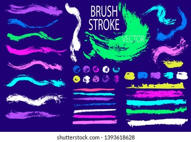 Set brush stroke. Brush, pen, marker, chalk. Vector distressed grunge modern textured brush stroke. Dry brush. Hand drawn vector.