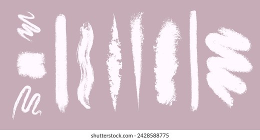 Set brush stroke. Brush, pen, marker, chalk. Vector distressed grunge modern textured brush stroke. Dry brush. Hand drawn vector.