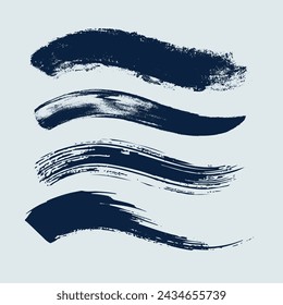Set brush stroke. Brush, pen, marker, chalk. Vector distressed grunge modern textured brush stroke. Dry brush. Hand drawn vector.
