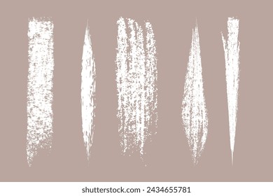 Set brush stroke. Brush, pen, marker, chalk. Vector distressed grunge modern textured brush stroke. Dry brush. Hand drawn vector.