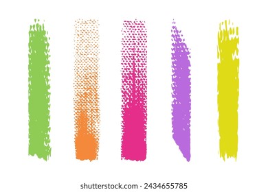 Set brush stroke. Brush, pen, marker, chalk. Vector distressed grunge modern textured brush stroke. Dry brush. Hand drawn vector.