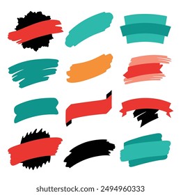 Set brush stroke sale banners isolated on white background. Brush sale sign vector illustration design