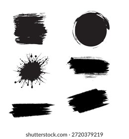 Set of Brush Stroke Shapes Set. Grunge Watercolor Frame Backgrounds. Ink Splash, Grunge Line, Design Elements. Social Media Banner. Watercolor Splash, Black Silhouette, Torn Paper.