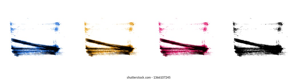 Set of brush stroke and texture. Grunge vector abstract hand - painted element. Underline and border design.