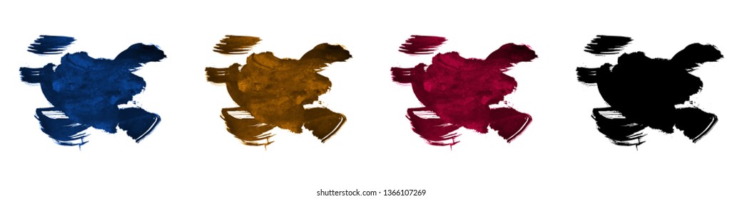 Set of brush stroke and texture. Grunge vector abstract hand - painted element. Underline and border design.