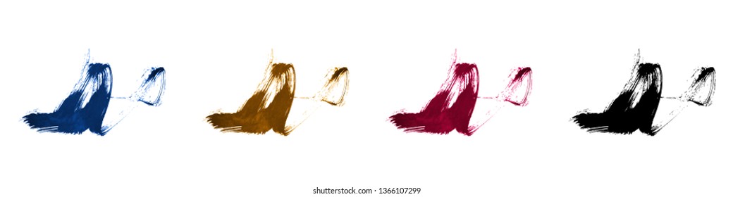 Set of brush stroke and texture. Grunge vector abstract hand - painted element. Underline and border design.