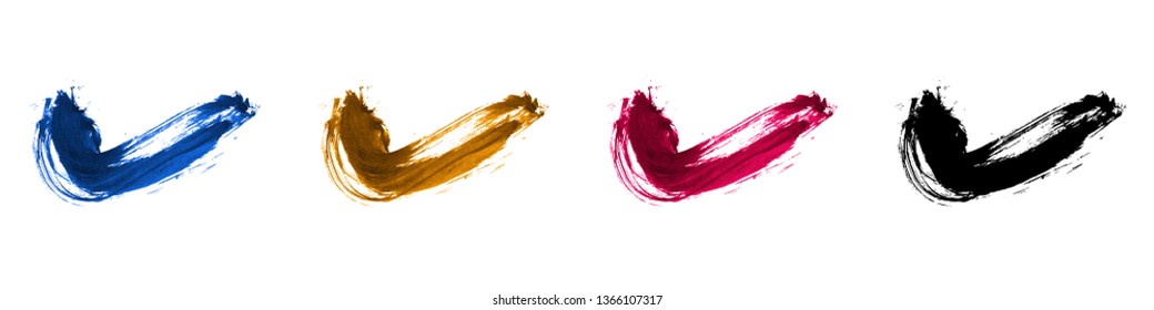 Set of brush stroke and texture. Grunge vector abstract hand - painted element. Underline and border design.
