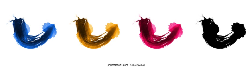 Set of brush stroke and texture. Grunge vector abstract hand - painted element. Underline and border design.