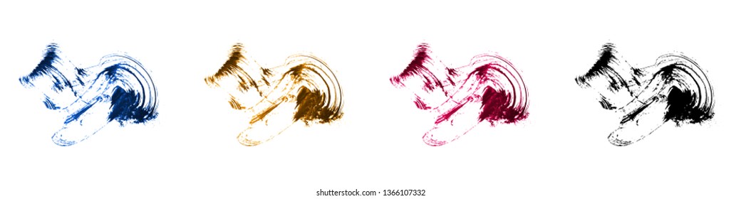 Set of brush stroke and texture. Grunge vector abstract hand - painted element. Underline and border design.