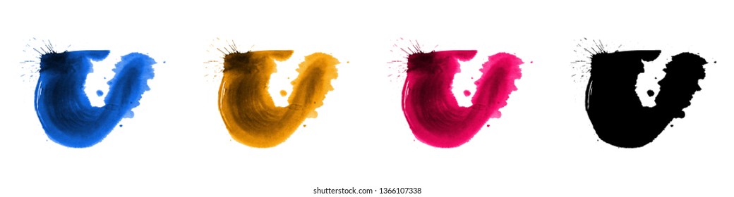 Set of brush stroke and texture. Grunge vector abstract hand - painted element. Underline and border design.