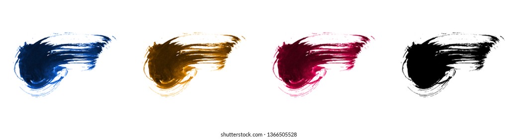 Set of brush stroke and texture. Grunge vector abstract hand - painted element. Underline and border design.