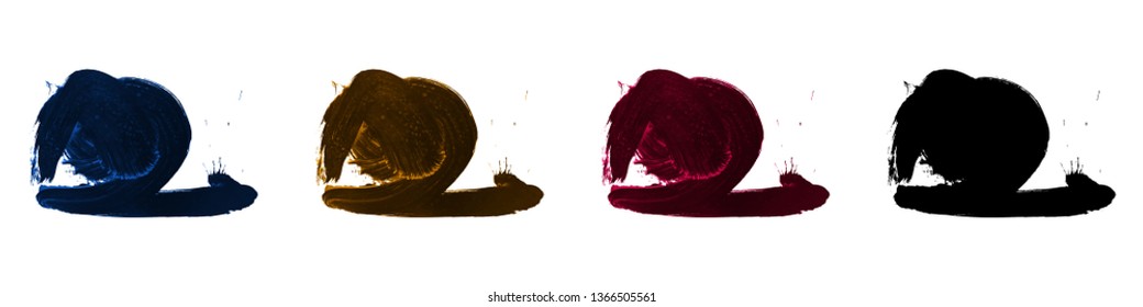 Set of brush stroke and texture. Grunge vector abstract hand - painted element. Underline and border design.