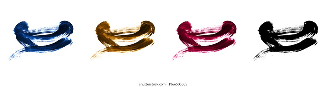Set of brush stroke and texture. Grunge vector abstract hand - painted element. Underline and border design.