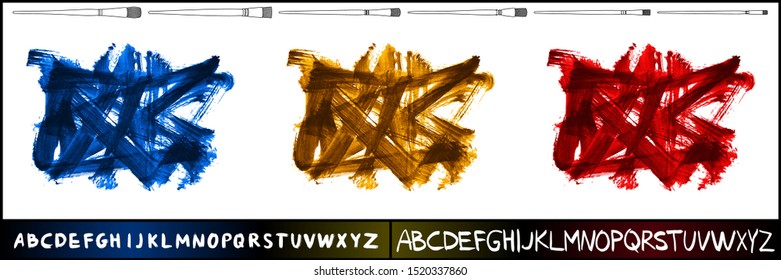 Set of brush stroke and texture. Grunge vector abstract hand - painted element. Underline and border design.