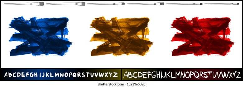 Set of brush stroke and texture. Grunge vector abstract hand - painted element. Underline and border design.