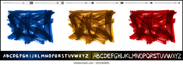 Set of brush stroke and texture. Grunge vector abstract hand - painted element. Underline and border design.