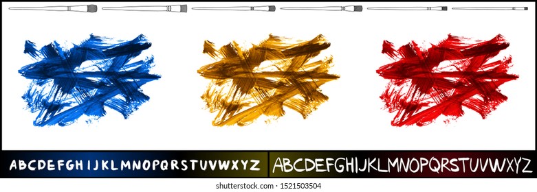 Set of brush stroke and texture. Grunge vector abstract hand - painted element. Underline and border design.