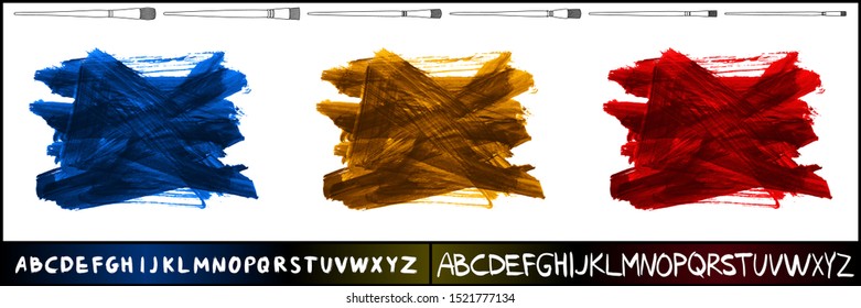 Set of brush stroke and texture. Grunge vector abstract hand - painted element. Underline and border design.
