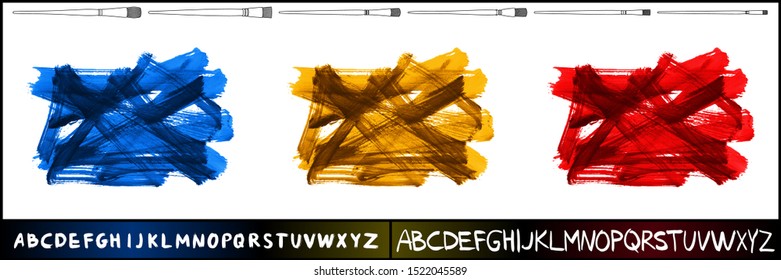 Set of brush stroke and texture. Grunge vector abstract hand - painted element. Underline and border design.