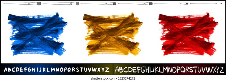 Set of brush stroke and texture. Grunge vector abstract hand - painted element. Underline and border design.