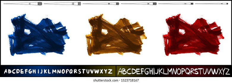 Set of brush stroke and texture. Grunge vector abstract hand - painted element. Underline and border design.