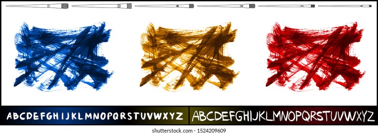 Set of brush stroke and texture. Grunge vector abstract hand - painted element. Underline and border design.