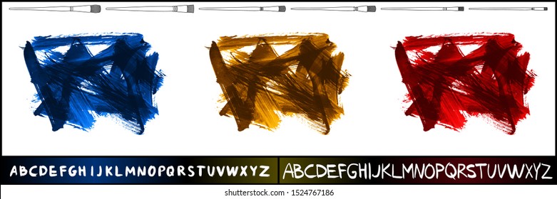 Set of brush stroke and texture. Grunge vector abstract hand - painted element. Underline and border design.