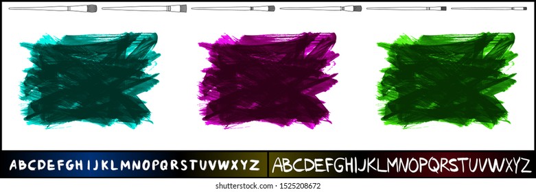 Set of brush stroke and texture. Grunge vector abstract hand - painted element. Underline and border design.