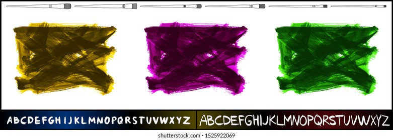 Set of brush stroke and texture. Grunge vector abstract hand - painted element. Underline and border design.